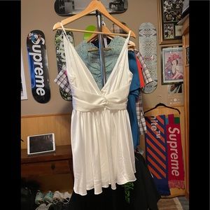 New $55 Luxxel satin flow mini dress white